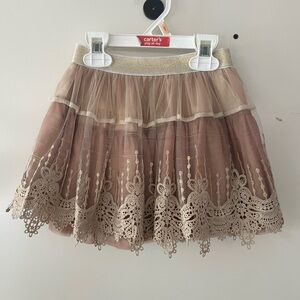 Girls 4T Mae Li Rose lace tutu skirt rose gold fancy EUC